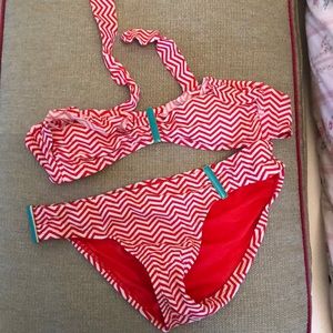 Striped strapless bikini